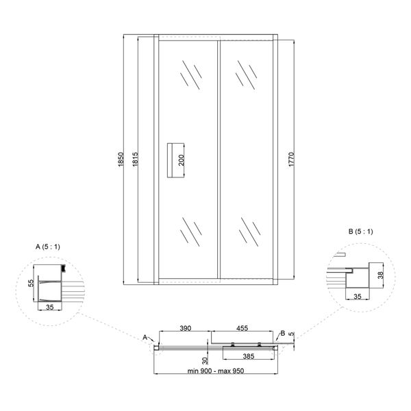 Душові двері в нішу Lidz Zycie SD90x185.CRM.FR, скло Frost 5 мм LZSD90185CRMFR фото