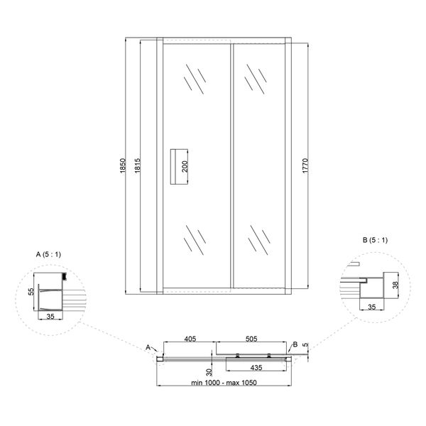 Душові двері в нішу Lidz Zycie SD100x185.CRM.FR, скло Frost 5 мм LZSD100185CRMFR фото