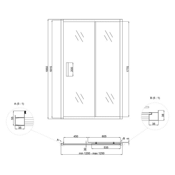 Душові двері в нішу Lidz Zycie SD120x185.CRM.FR, скло Frost 5 мм LZSD120185CRMFR фото