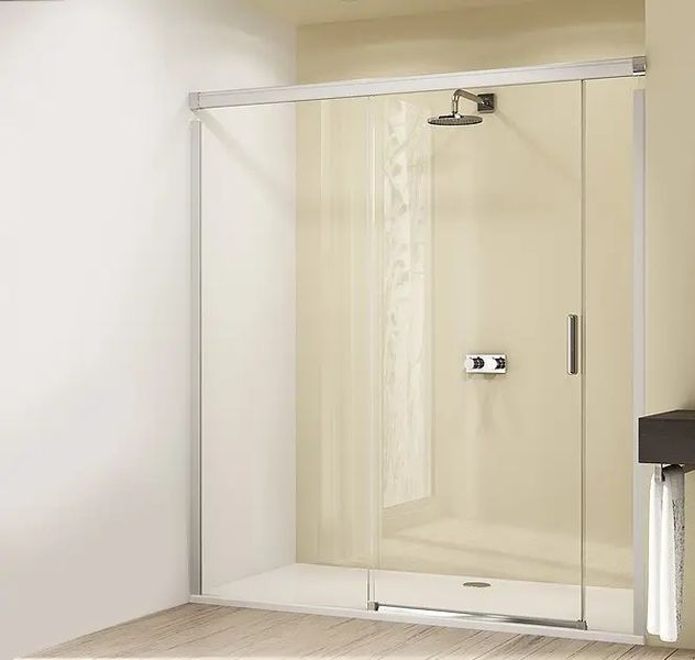 Двері скляні для душової ніші розсувна двохсекційна HUPPE DESIGN ELEGANCE 160см x 190см прозрачное скло 6мм профіль хром 8E0301092322730 8E0301092322730 фото