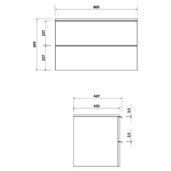 Шкафчик Cersanit VIRGO 80 см под раковину со столешницей (ручки черные) серая S522-031 фото