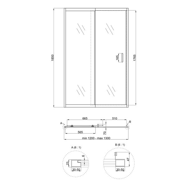 Душевая дверь в нишу Qtap Taurus CRM2012-13.C6 120-130x185 см, стекло Clear 6 мм, покрытие CalcLess TAUCRM201213C6 фото