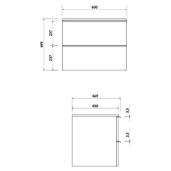 Шкафчик Cersanit VIRGO 60 см под раковину со столешницей (ручки хром) белая S522-040 фото