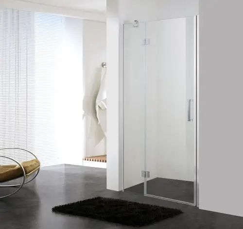 Двері для душової ніші EGER скляні універсальні розпашні двосекційні 185x100см прозорі 6мм профіль хром 599-701(h) 599-701(h) фото
