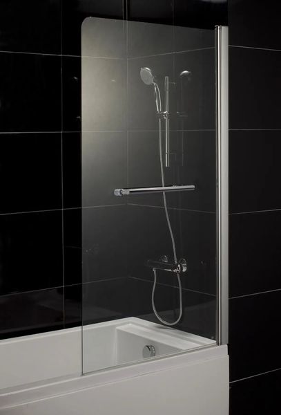 Ширма скляна для ванної права розпашна 150см x 80см EGER стекло матовое 5мм профиль хром 599-02R grey 599-02R grey фото