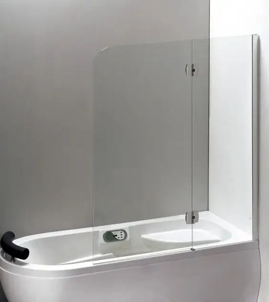 Шторка скляна для ванної права дві секції розпашна 150см x 120см EGER стекло прозрачное 6мм профиль хром 599-120CH/R 599-120CH/R фото