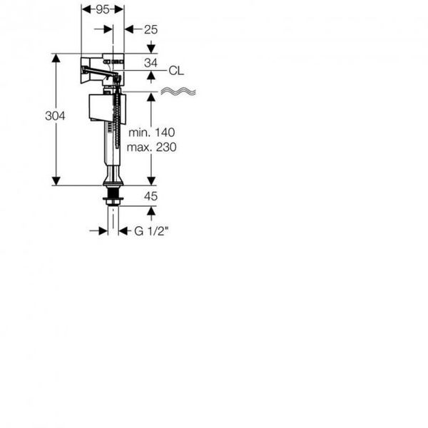 Впускний клапан Geberit тип 340, підведення води знизу, 1/2" 136.726.00.1 136.726.00.1 фото