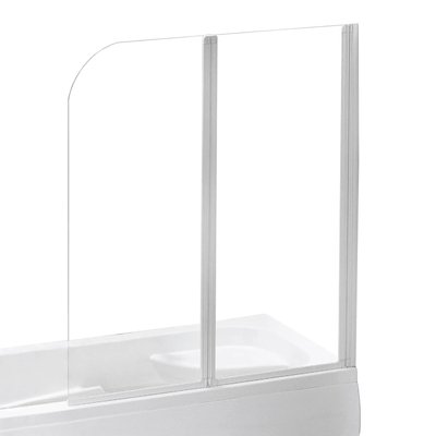 Шторка скляна для ванної універсальна дві секції розпашна 138см x 120см EGER стекло прозрачное 5мм профиль білий 599-121W 599-121W фото