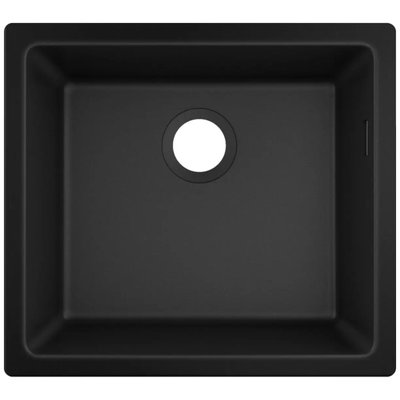 Мийка для кухні гранітна прямокутна HANSGROHE S510-U450 500x450x205мм врізна під стільницю без сифону чорна 43431170 43431170 фото