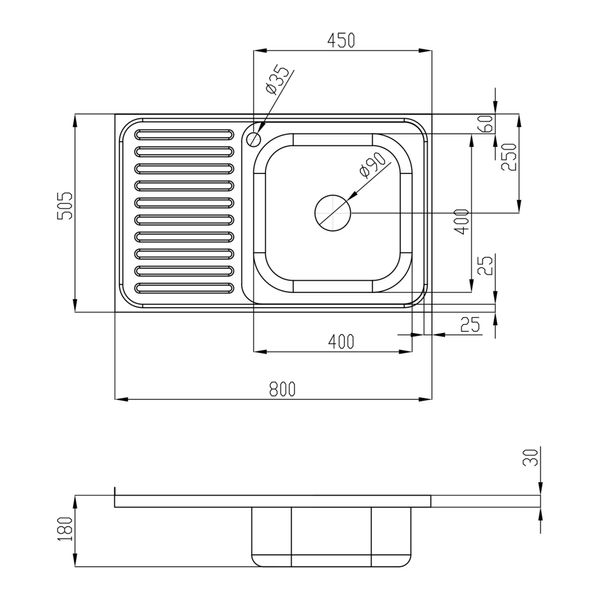 Кухонна мийка Lidz 5080-R 0,8 мм Satin (LIDZ5080RSAT8) SD00040841 фото