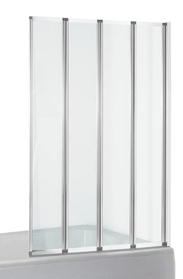 Ширма стеклянная для ванной оборачиваемая четырехсекционная гармошка 140см x 89см EGER стекло прозрачное 5мм профиль хром 599-110 599-110 фото