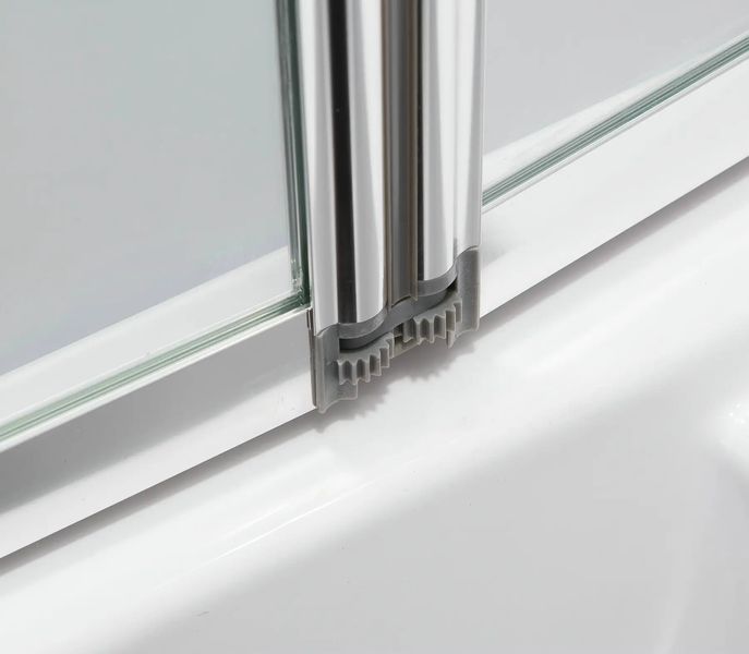 Ширма скляна для ванної універсальна чотири секції гармошка 140см x 89см EGER стекло прозрачное 5мм профиль хром 599-110 599-110 фото