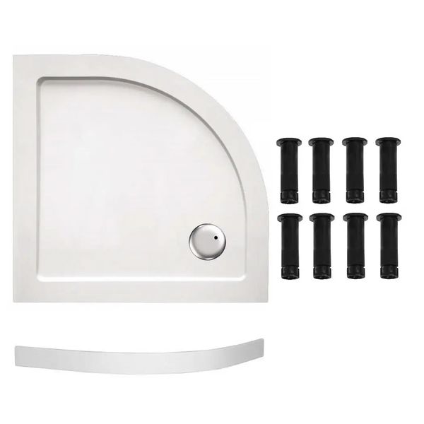 Піддон для душової кабіни EGER SMC 599-8080R fullset 80x80x3.5см напівкруглий композитний без сифону білий 599-8080R fullset фото