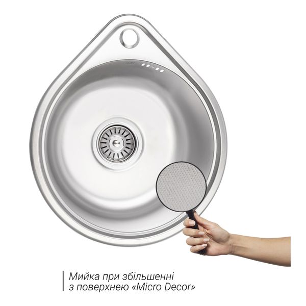 Кухонна мийка Lidz 4539 0,8 мм Micro Decor (LIDZ4539MDEC) SD00040850 фото