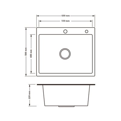Кухонная мойка H6050B PVD встраиваемая 3.0/0.8 мм Brush, 600х500/215 мм, Black Lidz LDH6050BPVD43621 фото