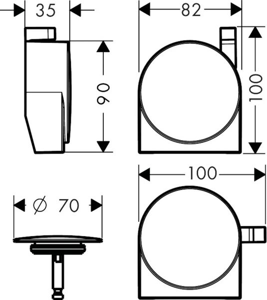 Наружная часть излива на ванну HANSGROHE EXAFILL S / набор для слива и перелива / черный (58117670) 58117670 фото