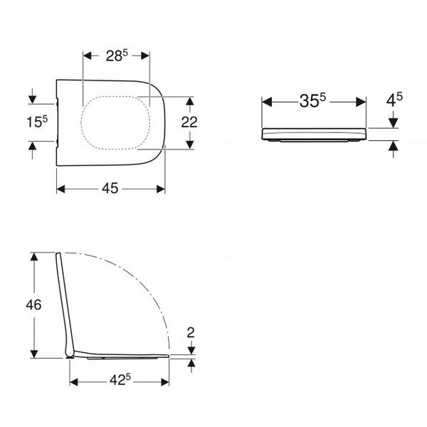 Унитаз подвесной Geberit SMYLE SQUARE Rimfree, прямоугол., зак.форма, б/сиденья 500.208.01.1 фото