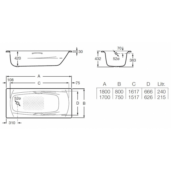 Ванна сталева ROCA SWING 180х80 з ручками, б/ніг (A220070001) A220070001 фото