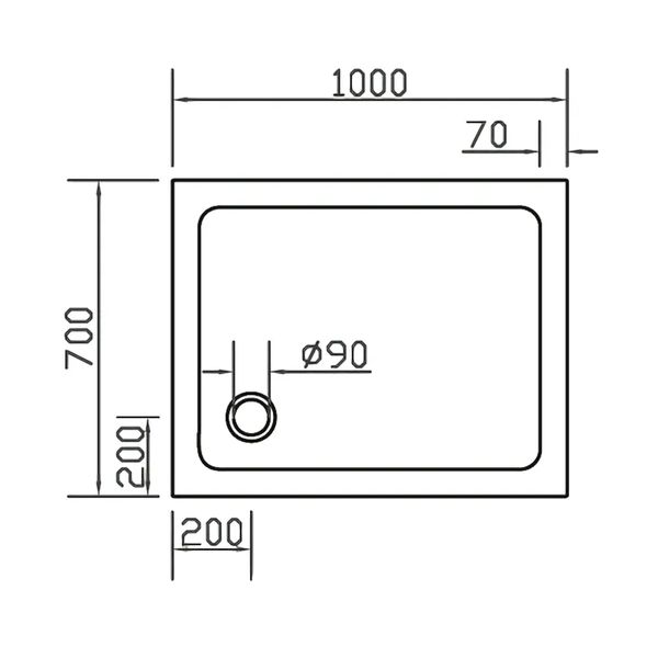 Піддон для душової кабіни EGER SMC 599-1070S 100x70x3.5см прямокутний композитний без сифону білий 599-1070S фото