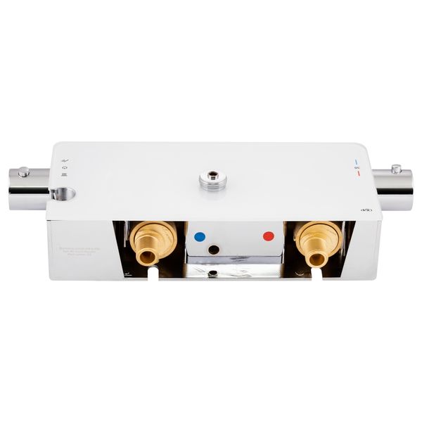 Душова система універсальна Qtap Sloup термостатична на два споживача з полицею QTSL57T105VOGC Chrome/White QTSL57T105VOGC фото
