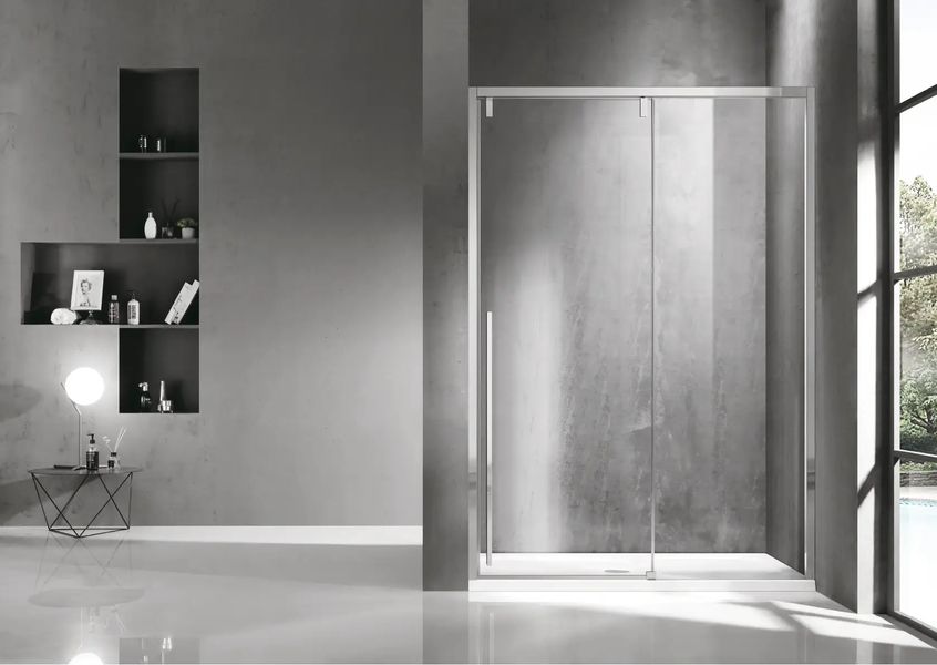 Двері для душової ніші VOLLE AIVA скляні розсувні двосекційні 195x120см прозорі 6мм профіль хром 10-22-686 10-22-686 фото