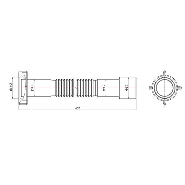 Гнучка труба Lidz (WHI) 60 01 G002 01 з накидною гайкою 1 1/2" довжина 1200 мм LIDZWHI6001G00201 фото