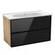 DiMARCO JOLLY комплект мебели 80см, Oak+black: тумба подвесная, 2 ящика + умывальник мебельный DM06A001OB DM06A001OB фото 1