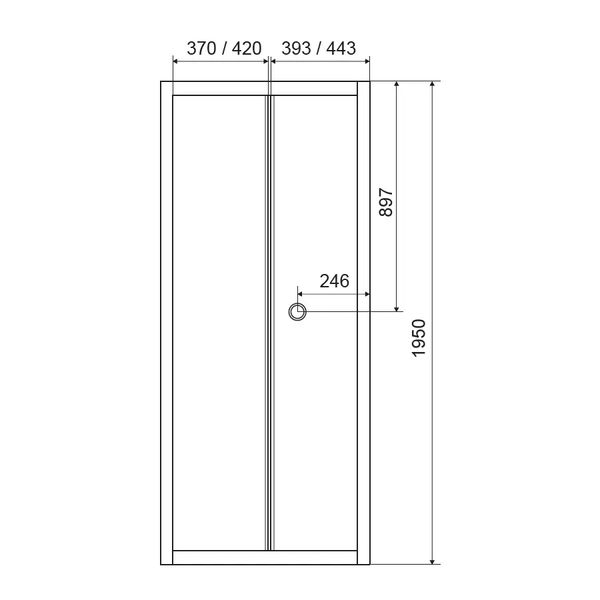 Дверь для душевой ниши EGER bifold стеклянная универсальная раздвижная двухсекционная 195x80см прозрачная 5мм профиль хром 599-163-80(h) 599-163-80(h) фото