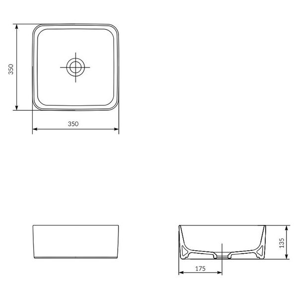 Раковина Cersanit CREA 35см на стільницю квадрат. без зливу K114-007 фото
